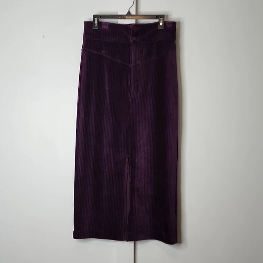 NWT Free People Roxy Purple Ribbed Pencil Midi Skirt Large - Picture 5 of 10